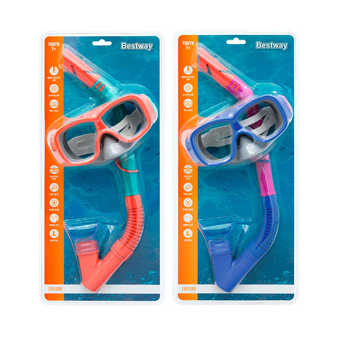 Snorkel y Gafas Infantiles Bestway Blue Orange (1 Unit)